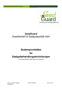 Systemgrundsätze für Saatgutbehandlungseinrichtungen | Gemüse, Mais, Raps und Zuckerrübe | Version 12